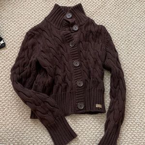 Ralph Lauren brown cable knit cardigan
